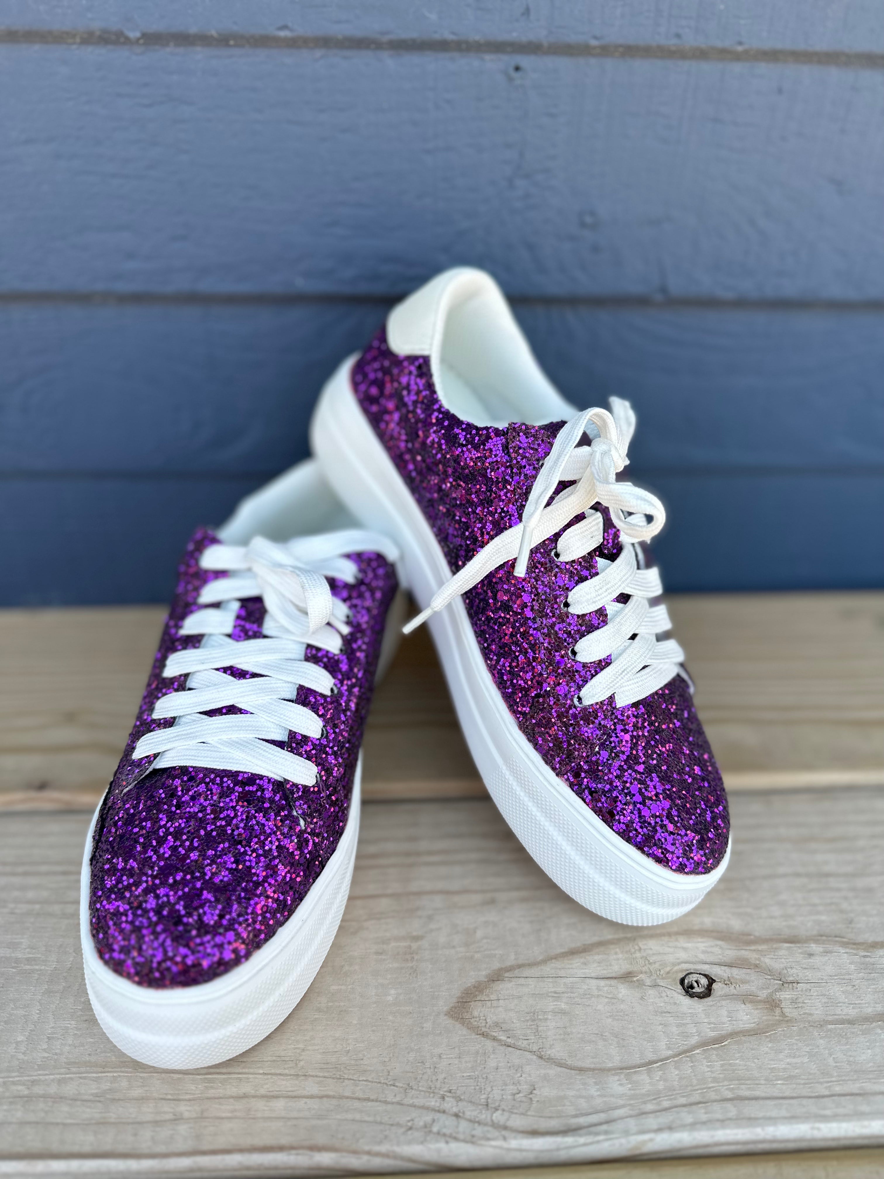 Glaring Purple Chunky Glitter Sneaker by Corkys Blessed Buffalo