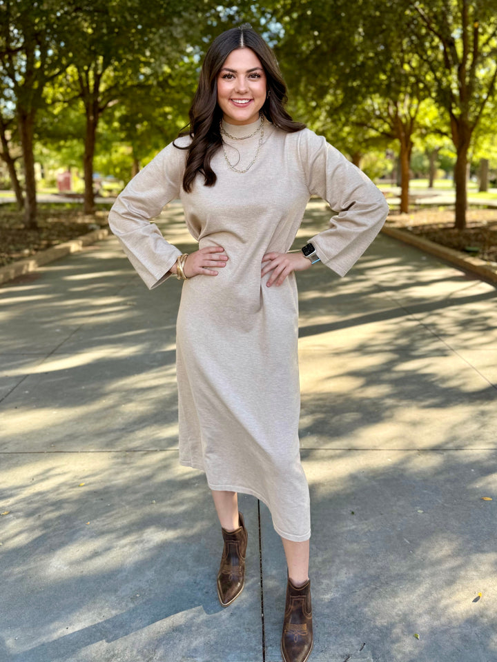 Soft Taupe Sweater Maxi Dress