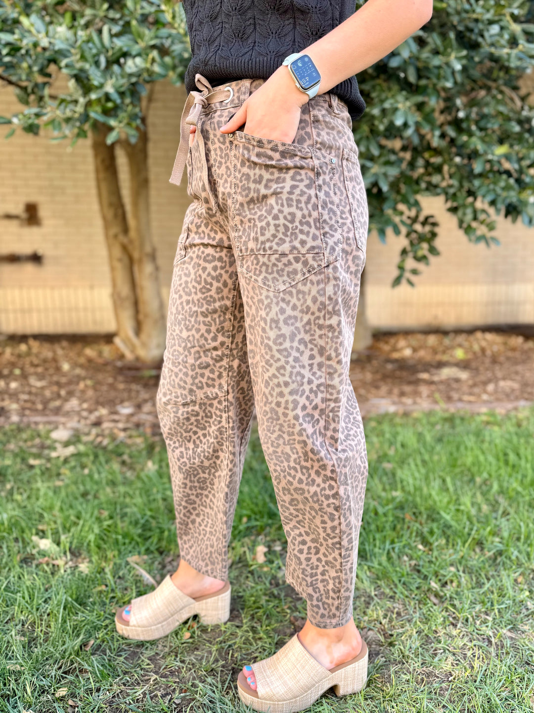 Georgia High Rise Leopard Barrel Jean by Risen