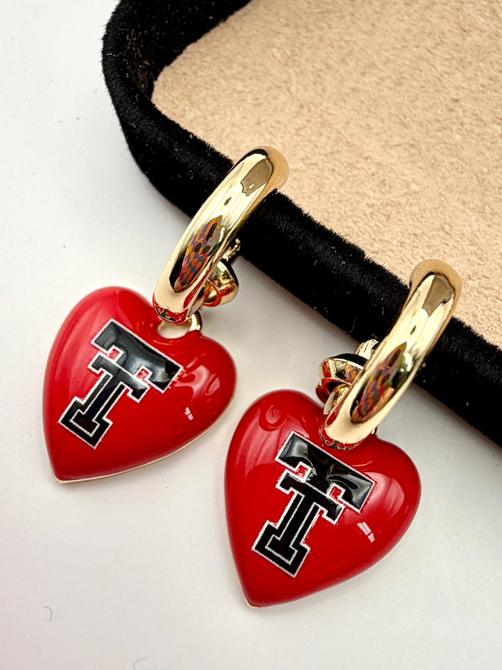 Texas Tech Heart Drop Earrings