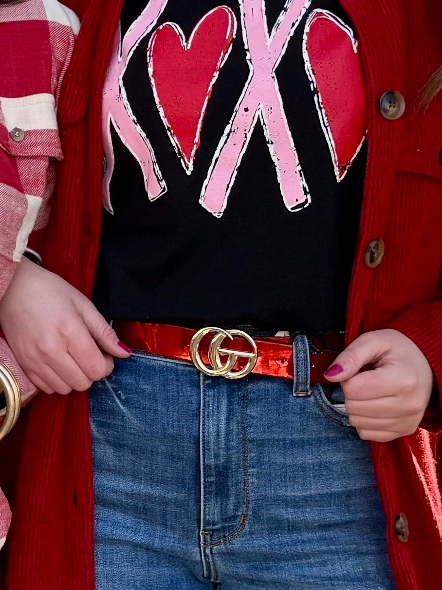 Double Mirror Buckle Belt