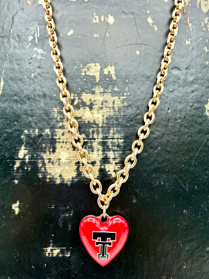 Texas Tech Heart Pendant Necklace