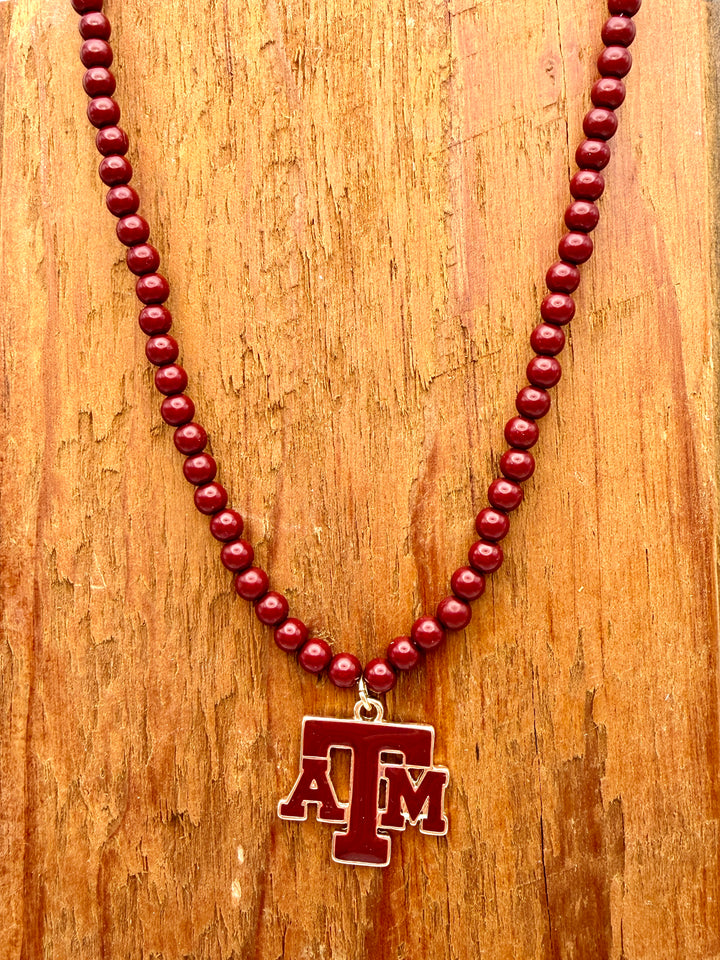 Texas A&M Beaded Necklace