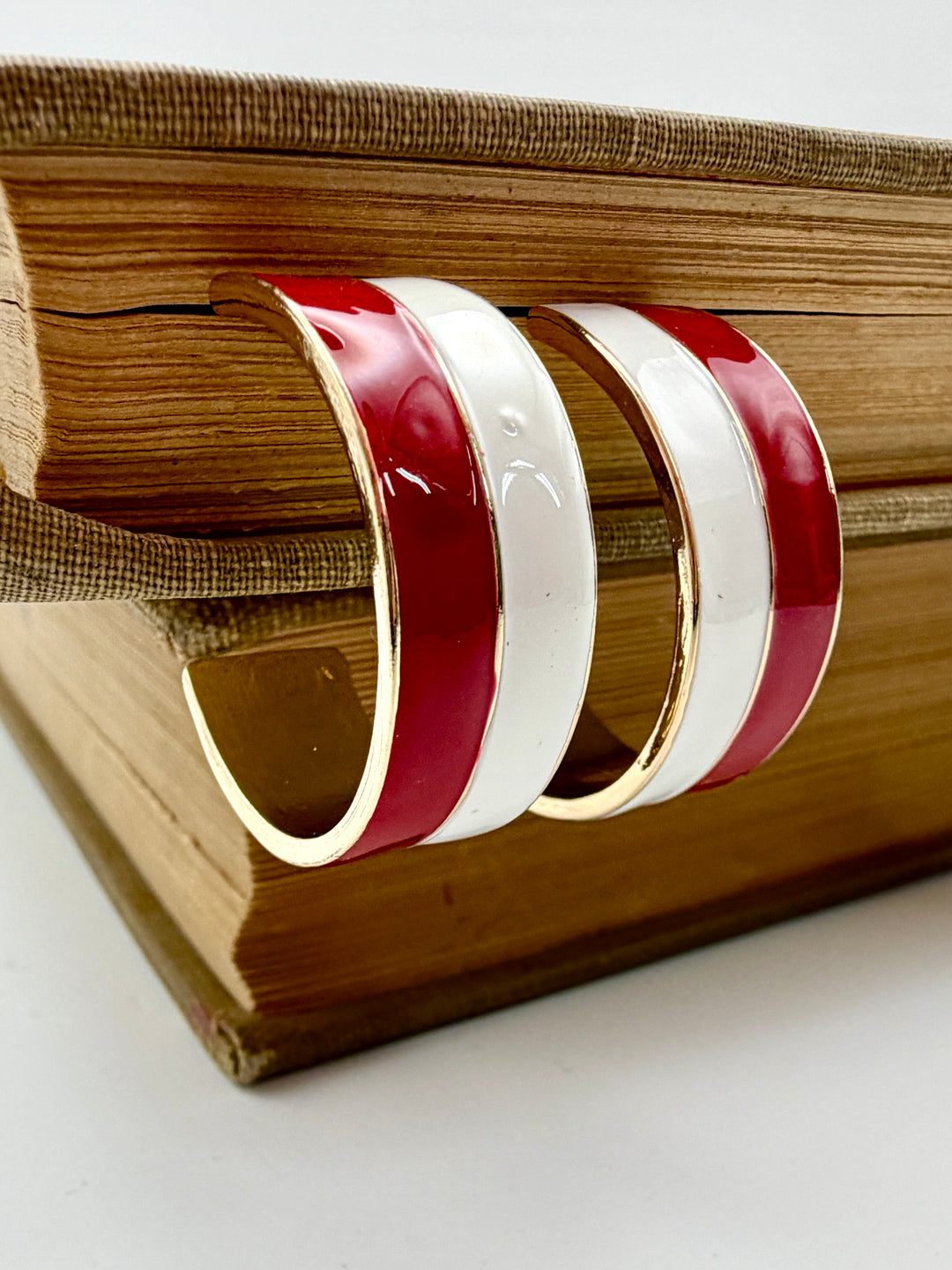 Crimson & White Stripe Hoops