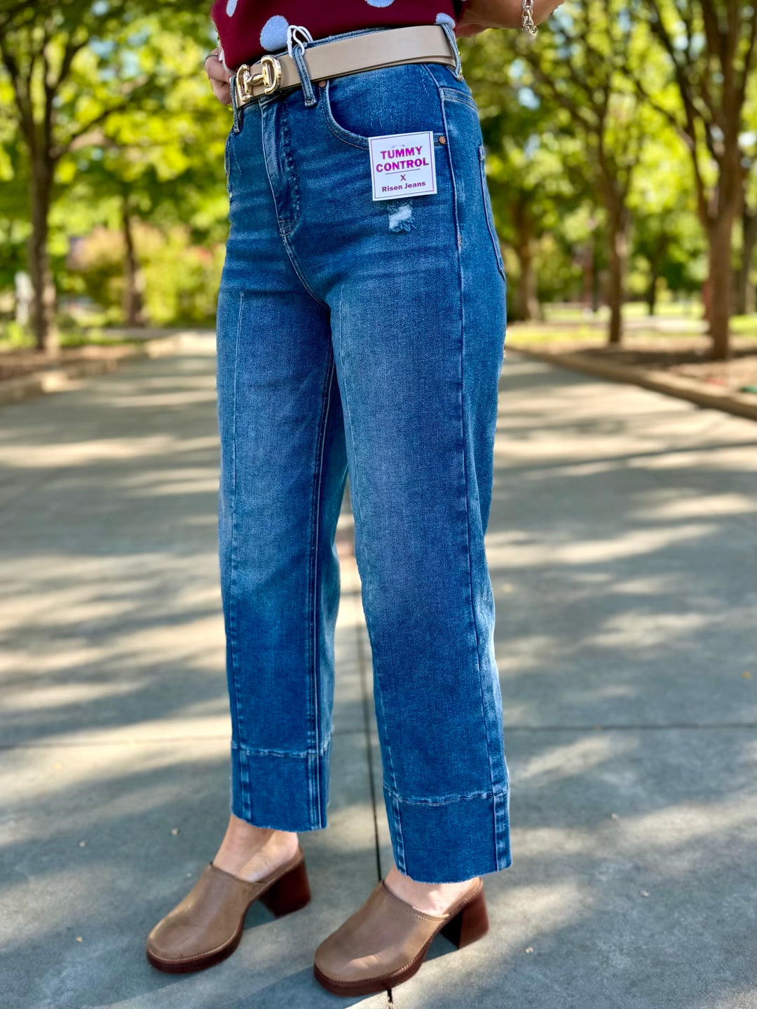Emma Tummy Control High Rise Front Stem Wide Leg Jean by Risen