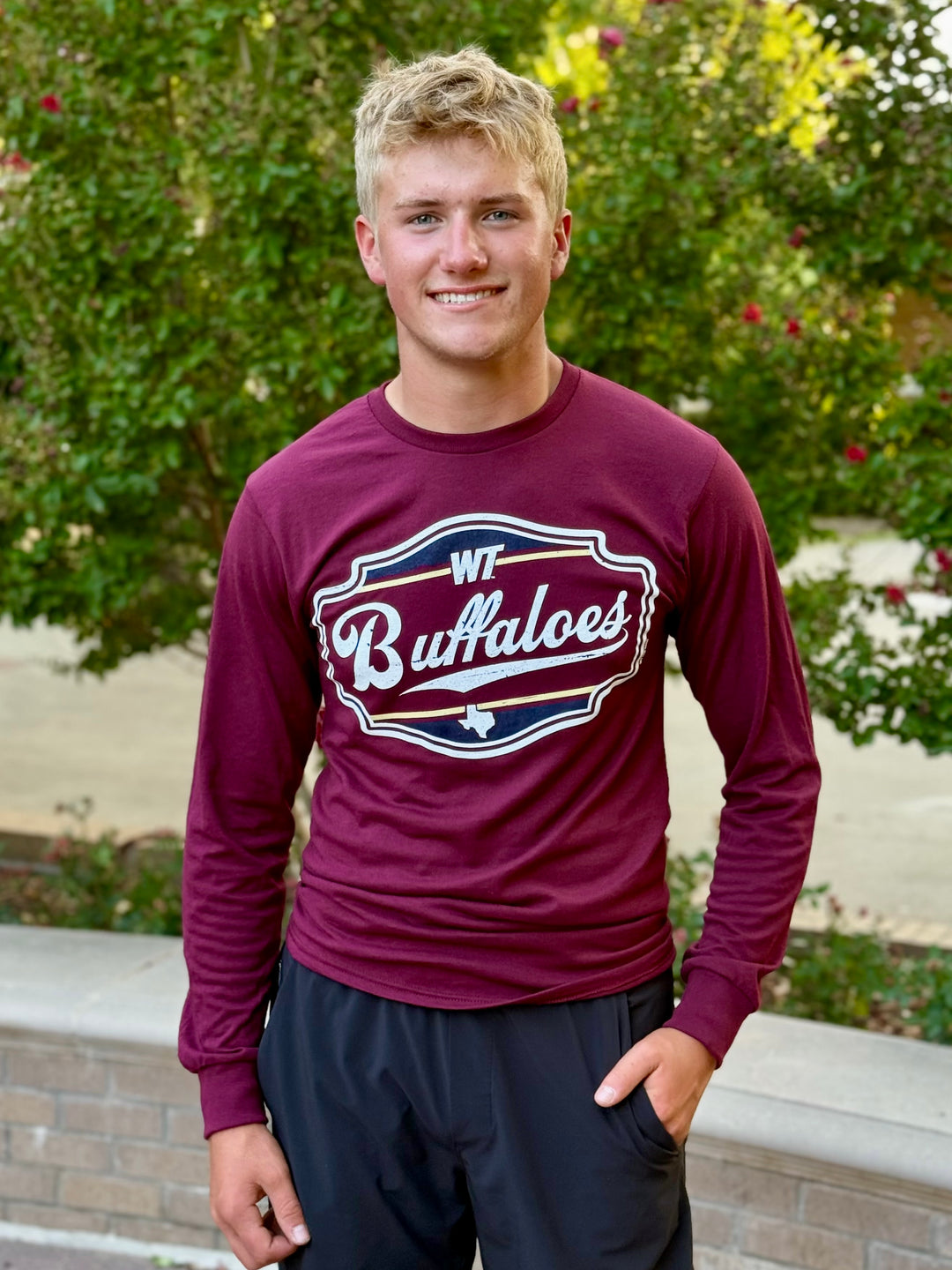 Buffaloes Badge Maroon Long Sleeve Tee