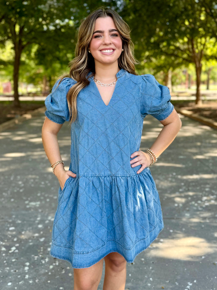 Fall Staple Quilted Denim Dress