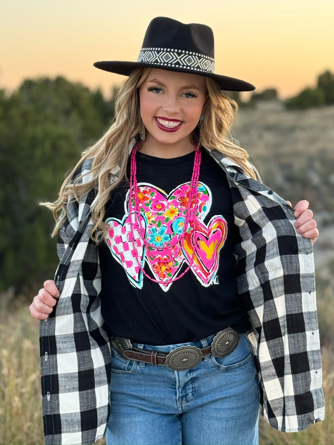 Callie Ann Stelter Trio of Hearts Long Sleeve Tee by Texas True Threads
