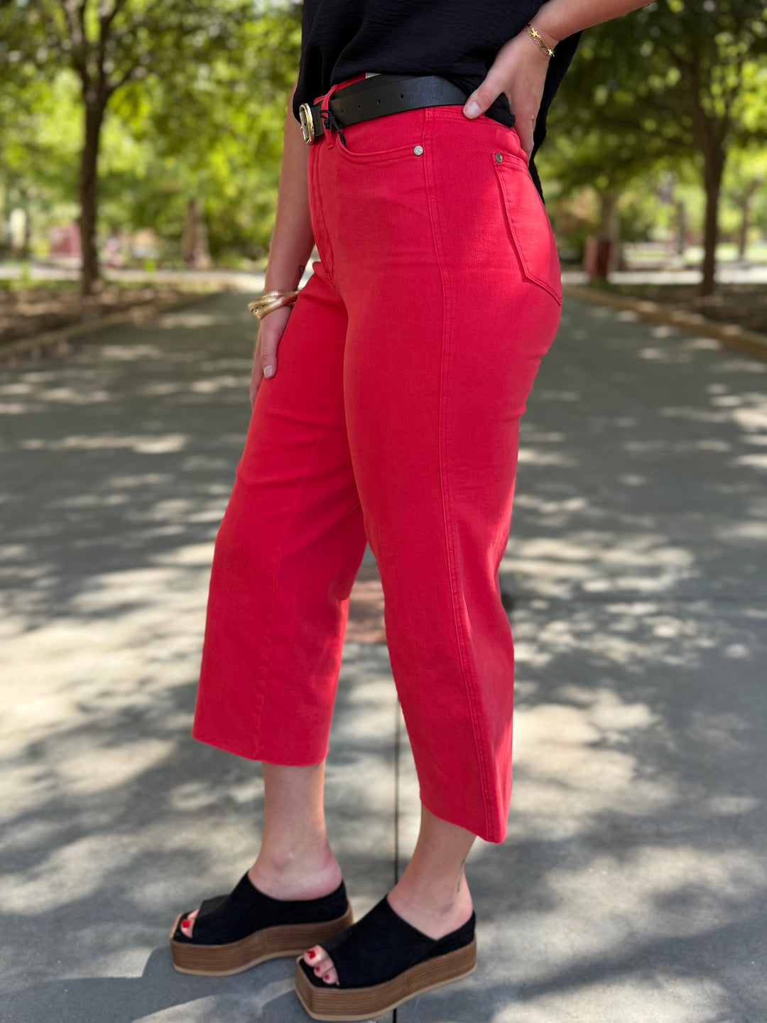 Cameron High Rise Tummy Control Wide Crop Jean by Judy Blue