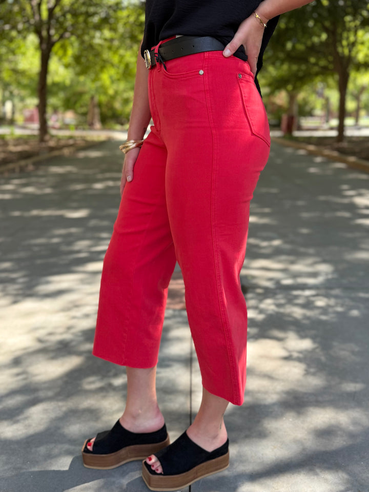 Cameron High Rise Tummy Control Wide Crop Jean by Judy Blue