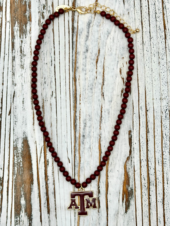 Texas A&M Beaded Necklace