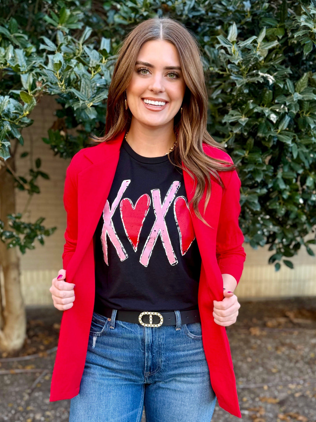 XOXO With Red Hearts Tee by Texas True Threads