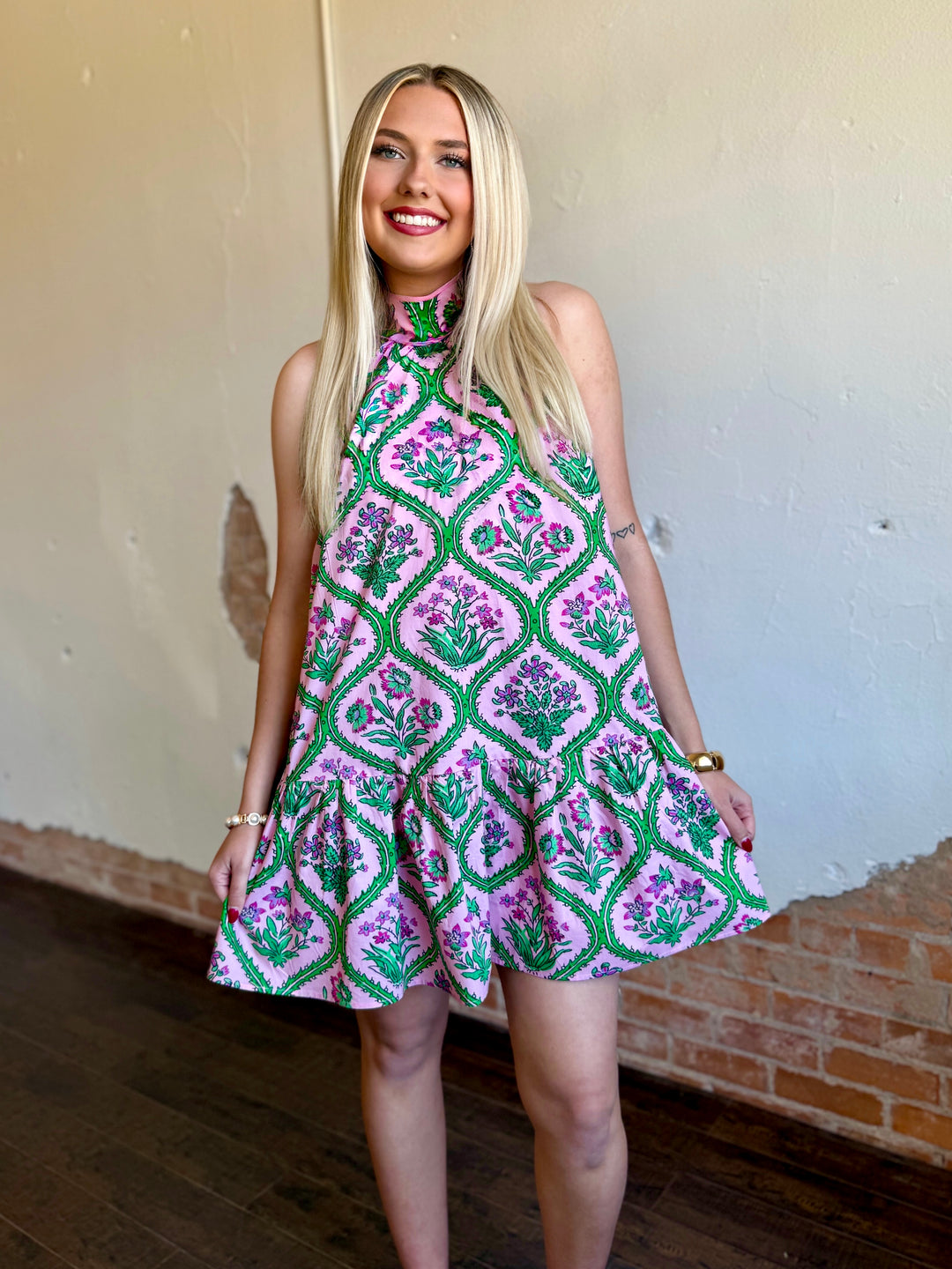 Petals & Promises Pink Halter Dress