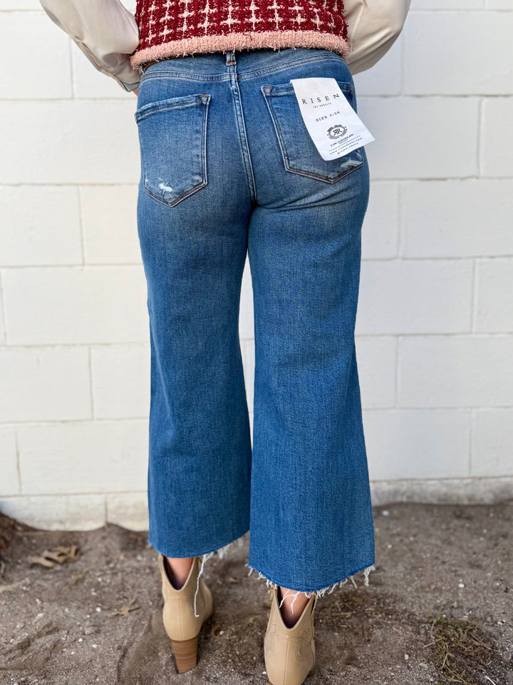 Sierra High Rise Button Fly Wide Leg Crop Jean by Risen
