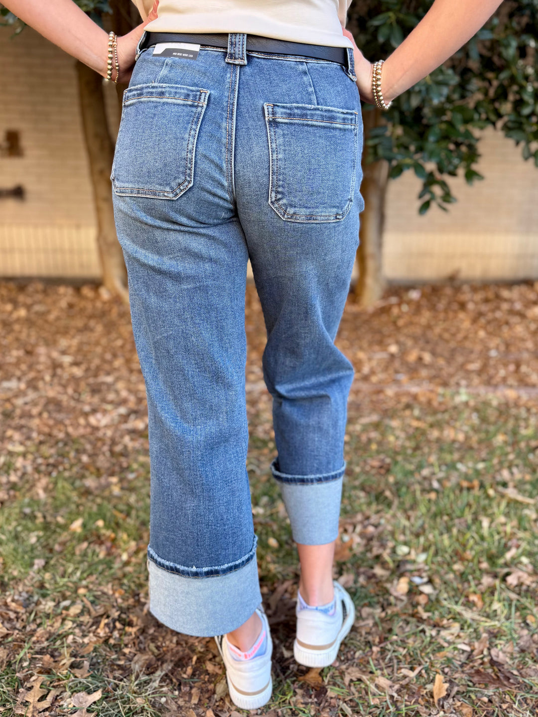 Jennifer Wide Leg Cuff Jean by KanCan