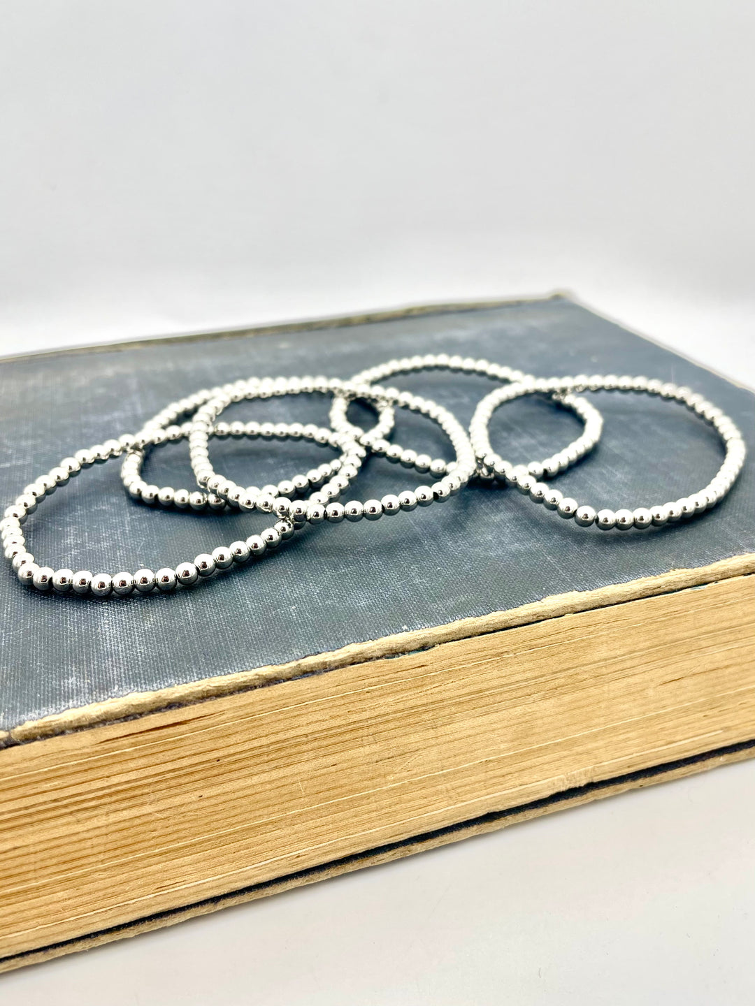 Hilda Silver Beaded Bracelet Set