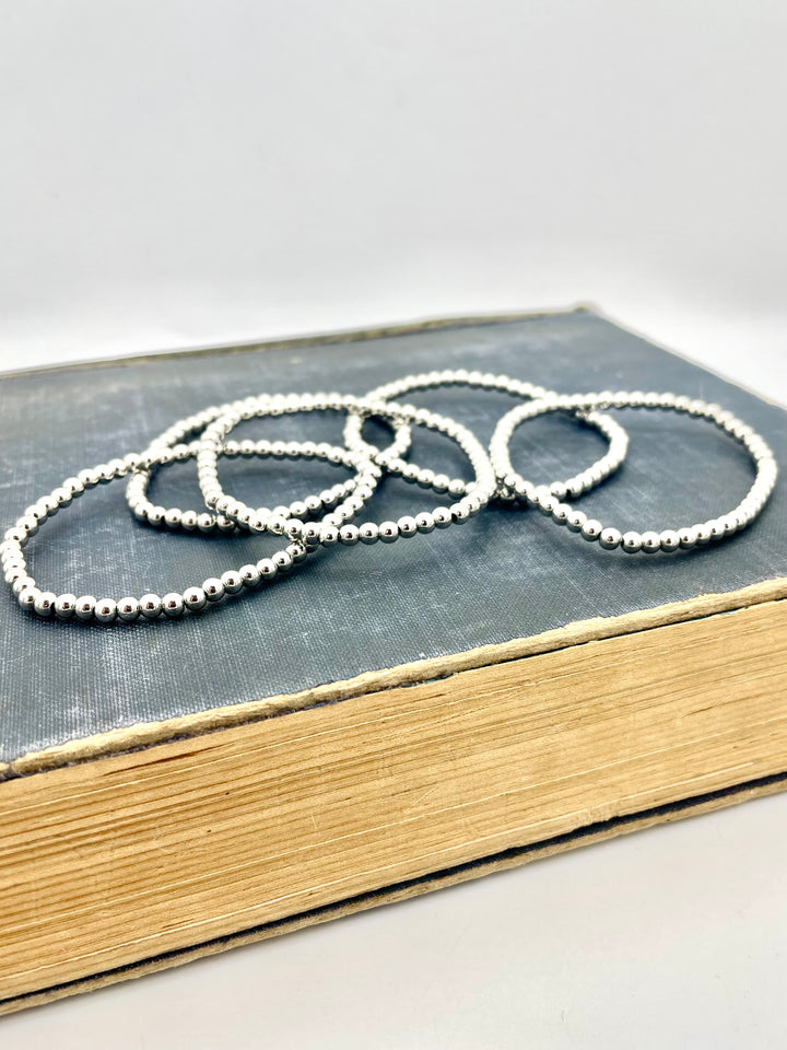 Hilda Silver Beaded Bracelet Set