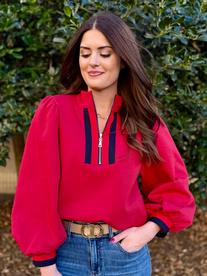 Quick Zip Red 1/4 Zip Top