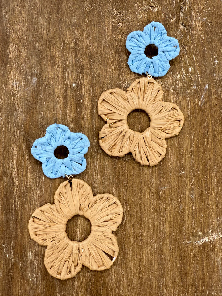 Rosa Rattan Flower Bomb Earring by Canvas Style