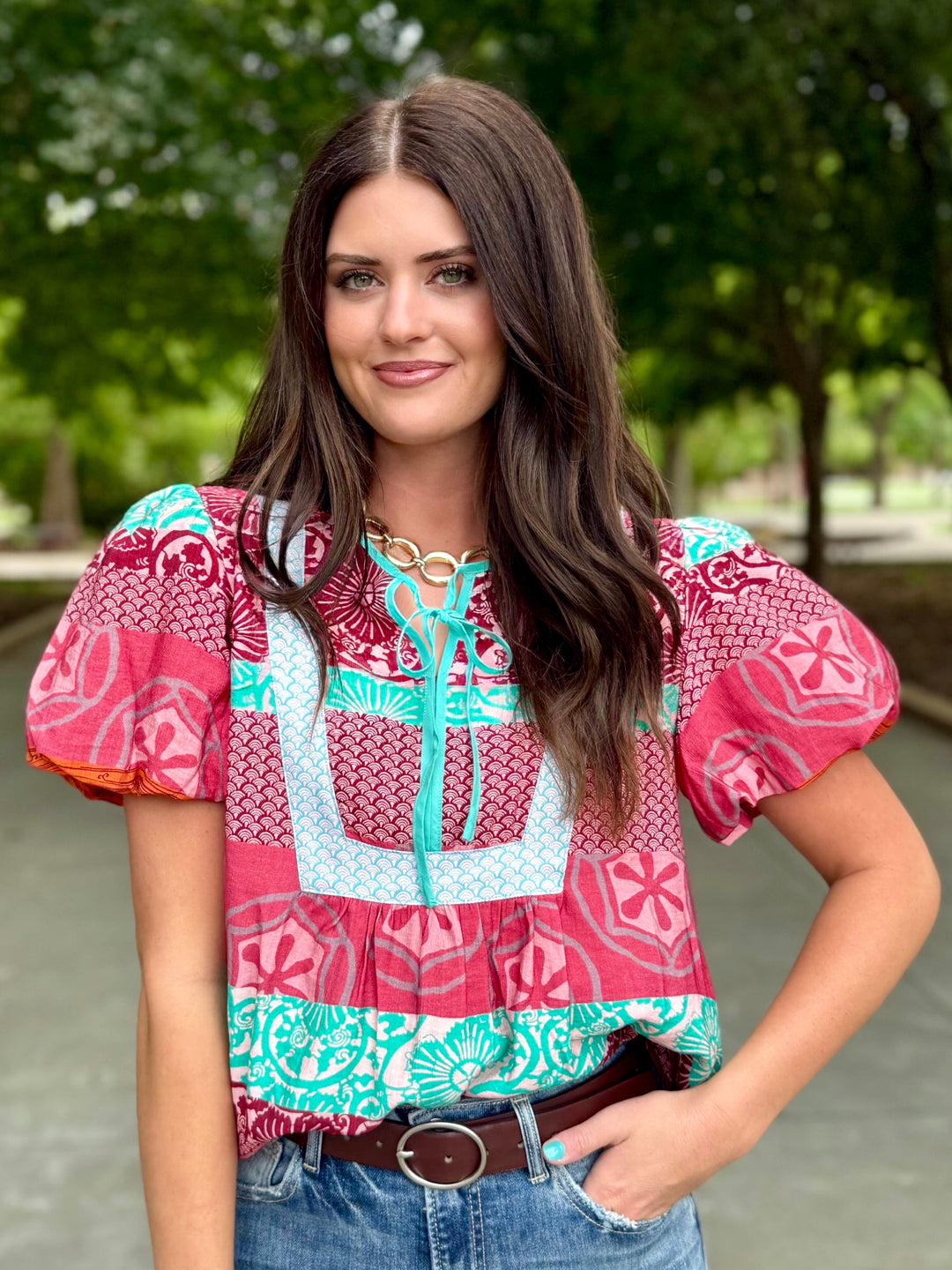 Mixing It Up Blouse in Mauve