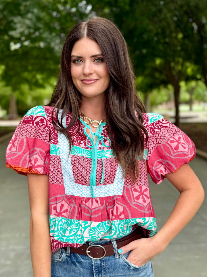 Mixing It Up Blouse in Mauve