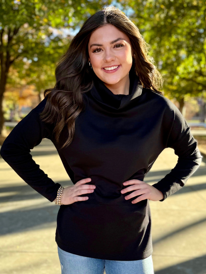 Coal Classic Black Turtleneck Top