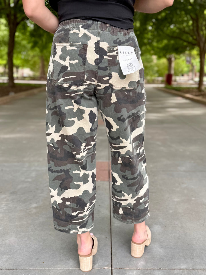 Scout High Rise Camo Barrel Jean by Risen