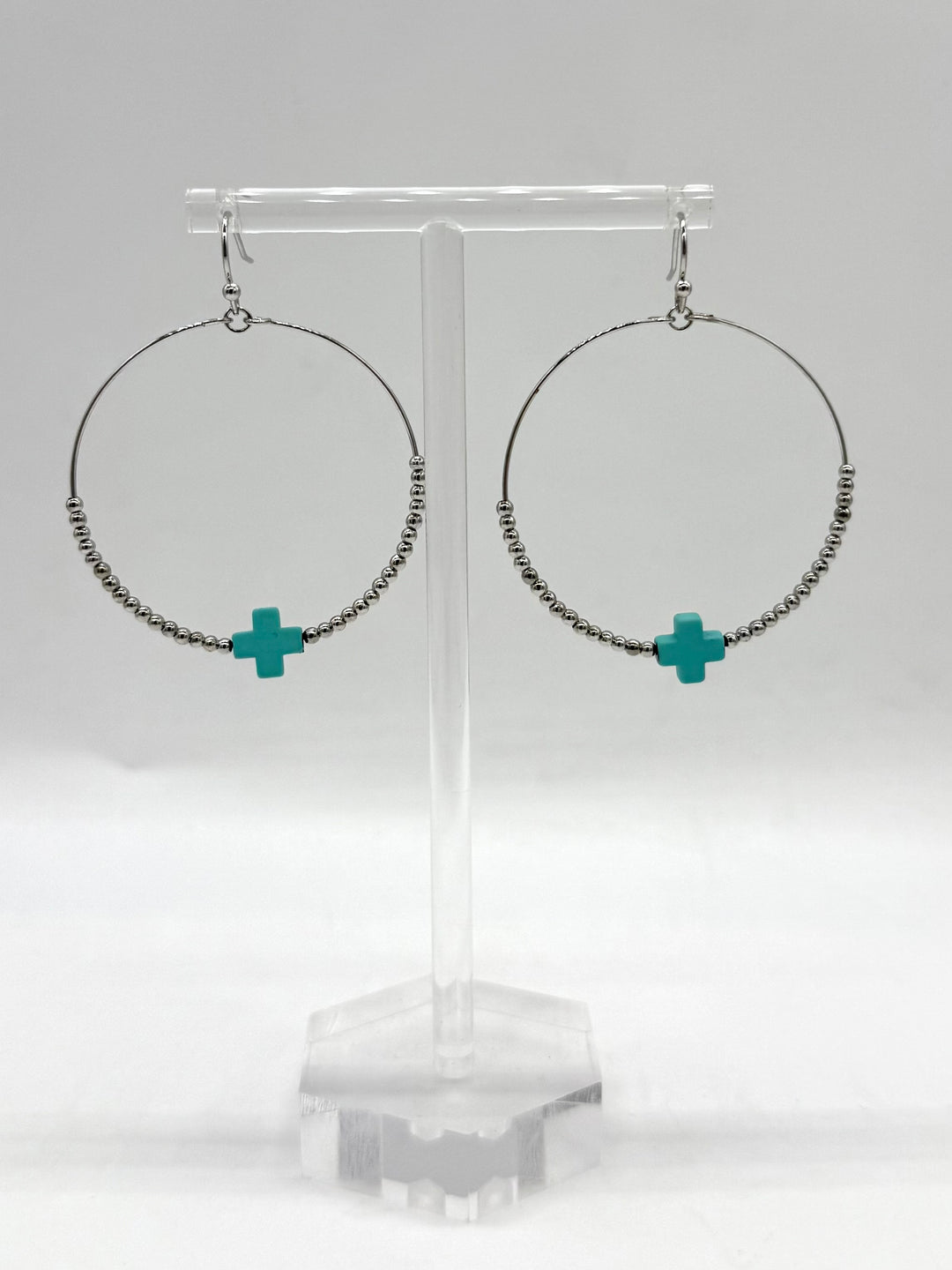Grant Turquoise Cross Hoop Earrings