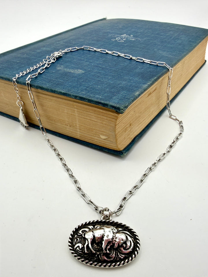 Oval Buffalo Plate Necklace