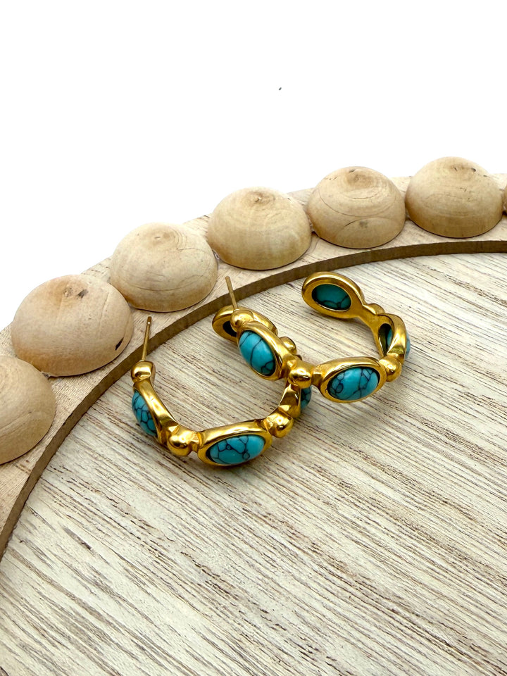 Hillary Turquoise Hoops