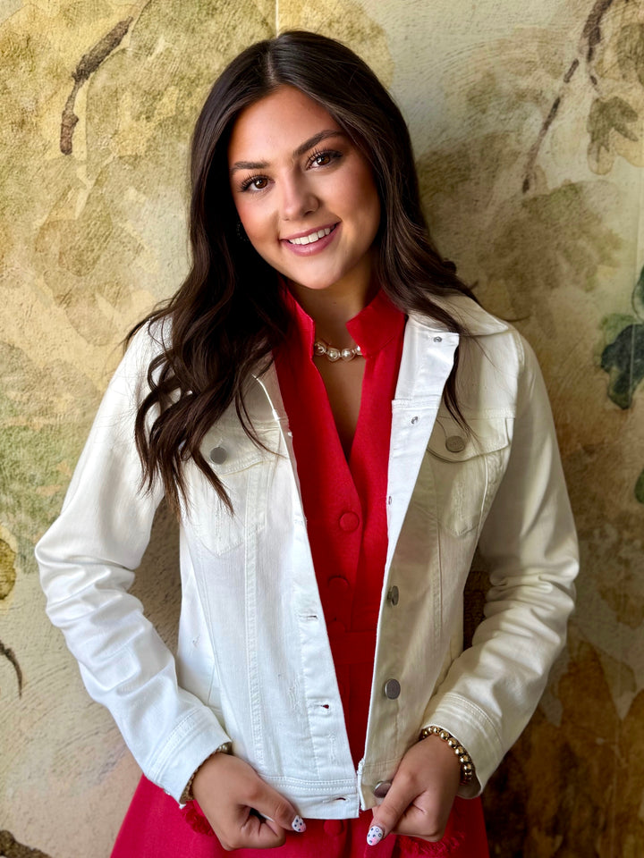 The Kristina White Denim Jacket by Risen