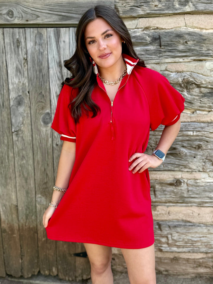 Sweet Statement Red Puff Sleeve Dress