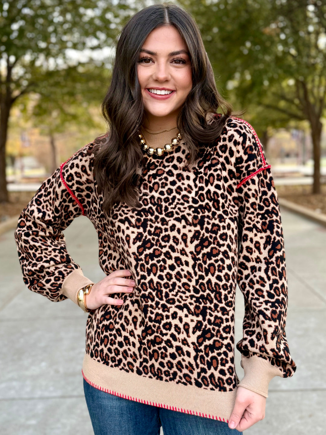 Wildline Leopard Roundneck Sweater