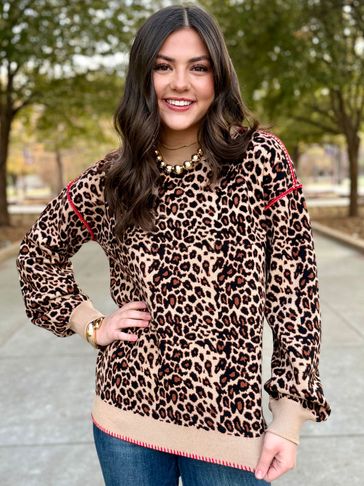 Wildline Leopard Roundneck Sweater