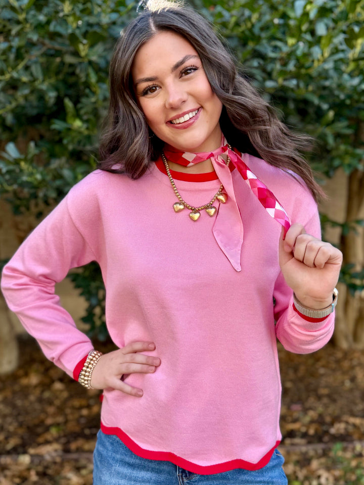 Sweet Pink Scalloped Sweater