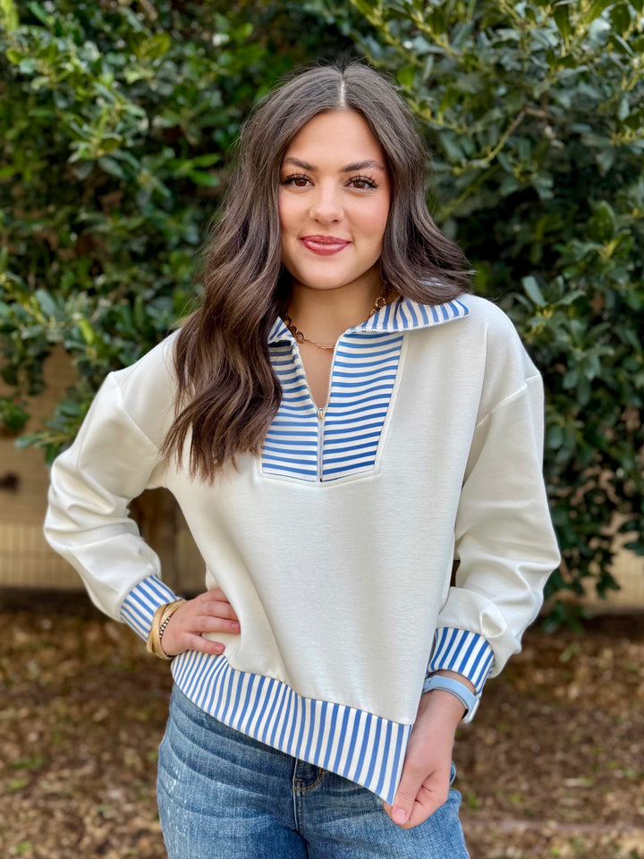 Soft Sky Breeze White 1/4 Zip Top