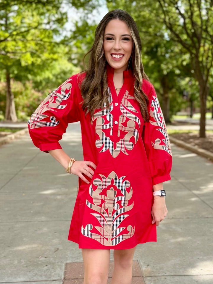 Main Event Red Puff Sleeve Dress