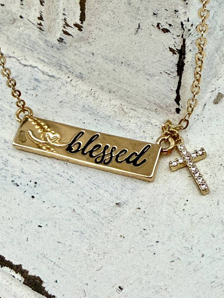 Blessed Gold Bar Necklace