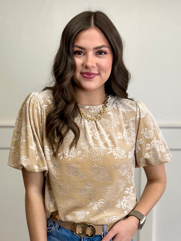 Champagne Glow Velvet Blouse