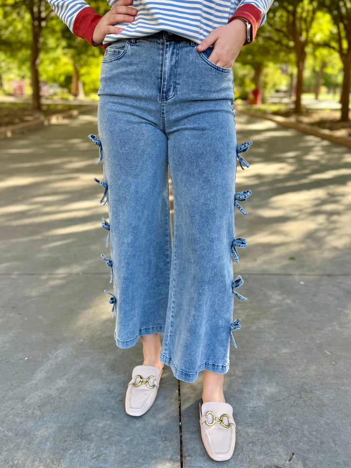 Sweet Knots High Rise Cropped Bow Jean