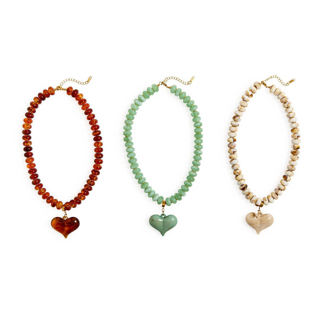 Chunky Heart Beaded Necklace