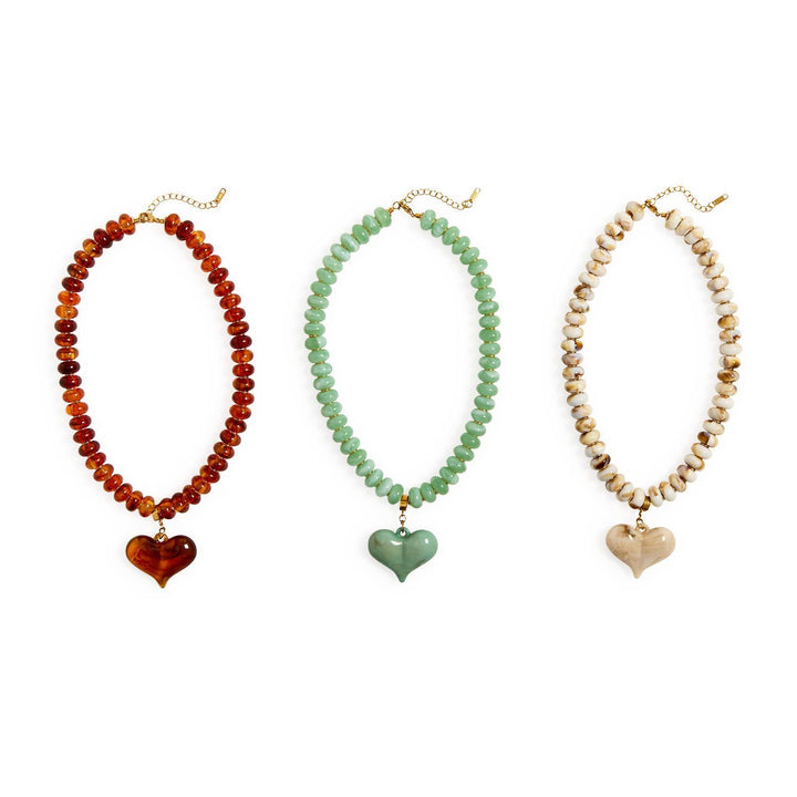 Chunky Heart Beaded Necklace