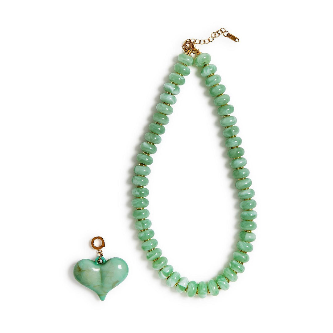 Chunky Heart Beaded Necklace