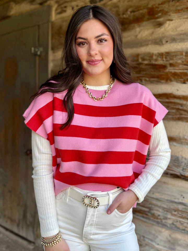 Cherry Pop Pink Striped Sweater