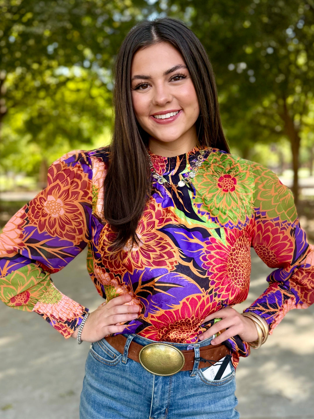 Autumn Bloom Long Sleeve Blouse