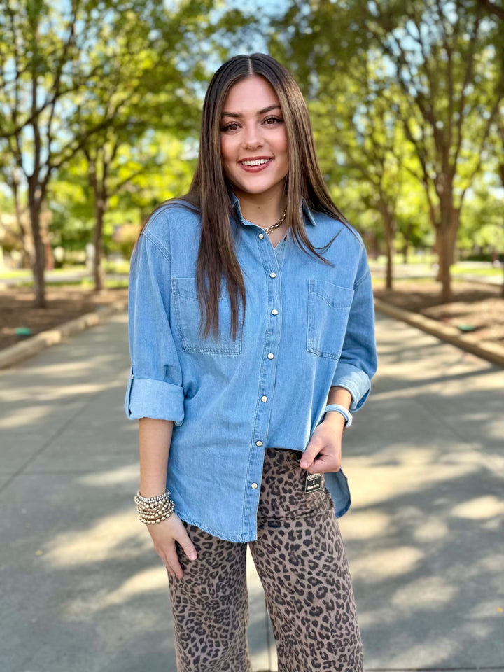 Slouchy Sunday Oversized Chambray Top