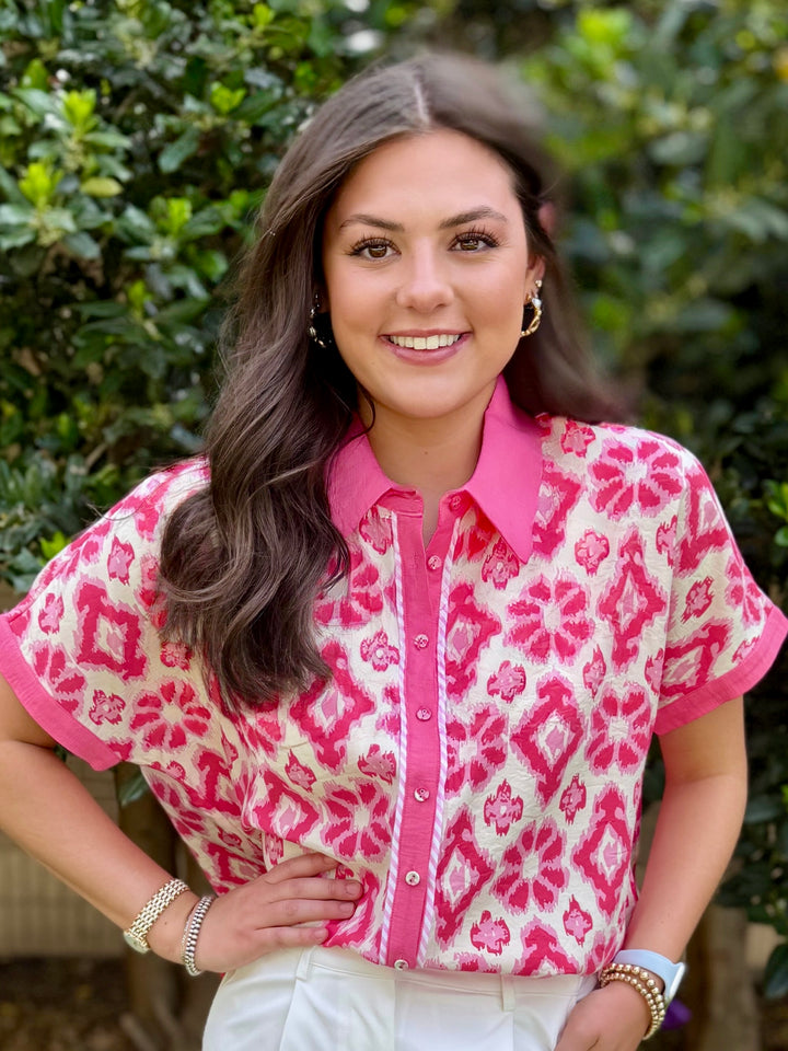 Pink Moment Collared Blouse