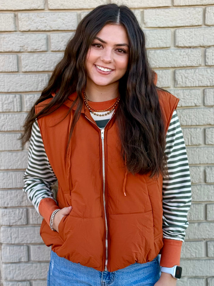 Golden Hour Puffer Vest with Hoodie