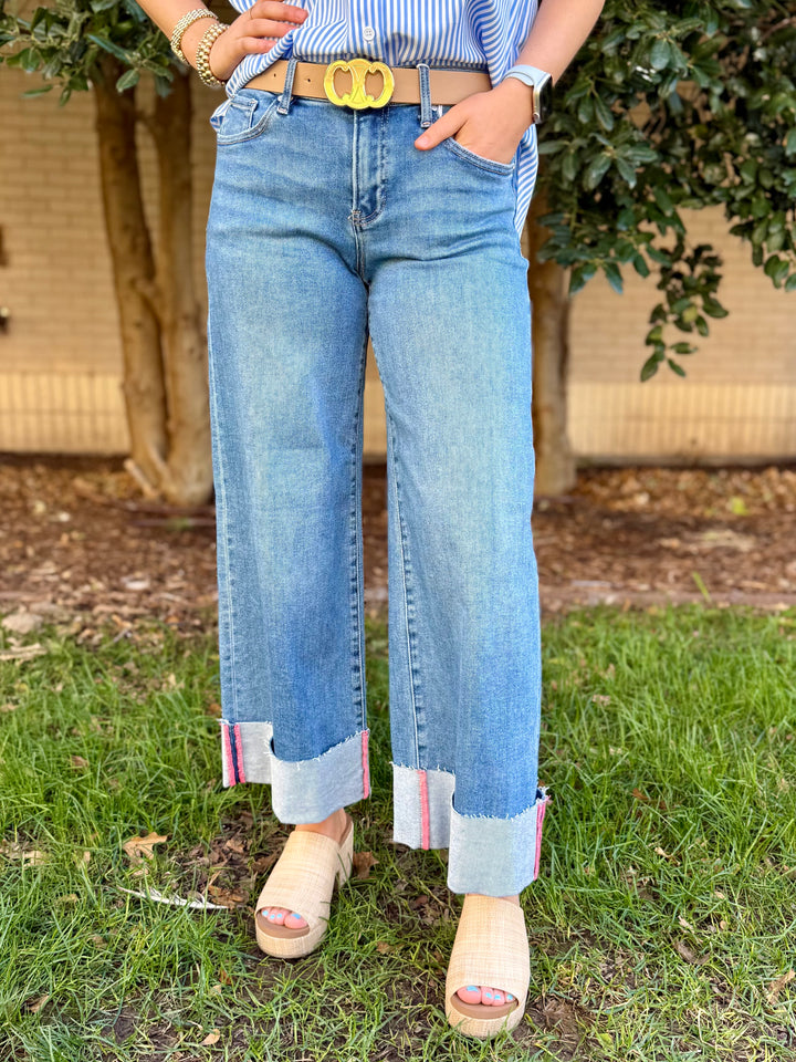 Nellie Mid Rise Cropped Wide Leg Jean by Risen