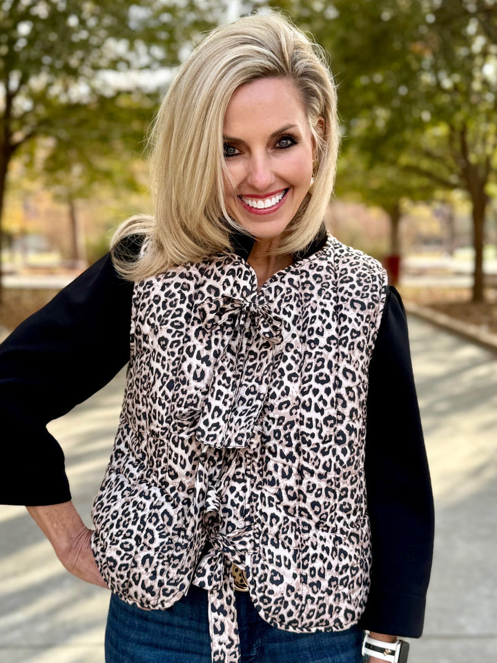 Bodi Bow Tie Leopard Vest